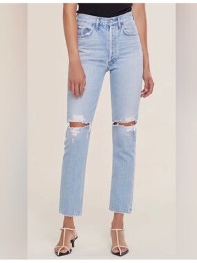 AGOLDE Riley High Rise Straight Crop Jeans